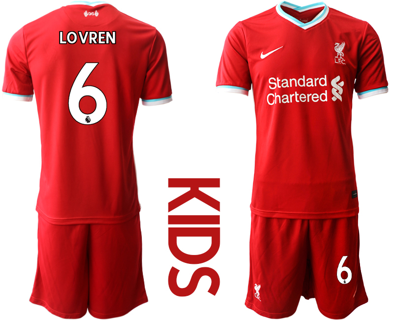 Youth 2020-2021 club Liverpool home #6 red Soccer Jerseys